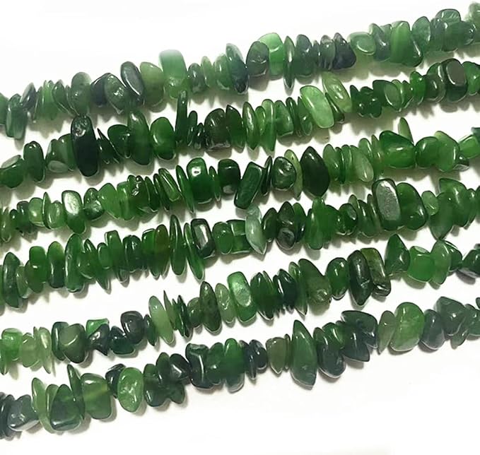 7-8mm Natural Green Canada Jade Gemstone Chips Beads Healing Crystals Waist Bracelets Necklace Kit Irregular Stone DIY Crafts Design Jewelry Making