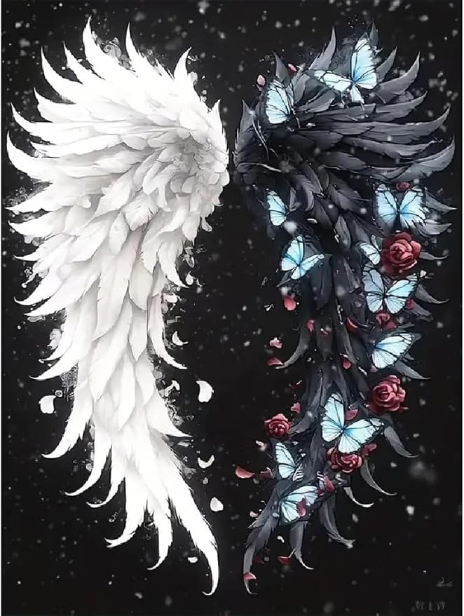 Angel Wings Stamped Cross Stitch Kits for Adults,Colourful Angel Wings Dimensions Cross Stitch Kits Embroidery Kit Arts and Crafts for Beginners 15.7x11.8 inches