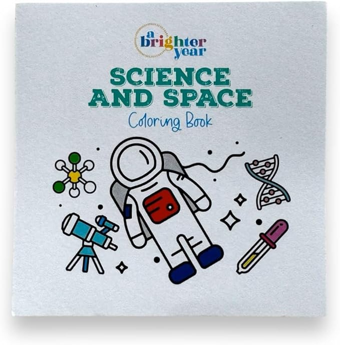 A Brighter Year The Original Adult Mini Coloring Book - Science & Space Edition - 3” x 3” Pocket Size, 50 Pages, Lay Flat Binding, Thick Paper, No Bleeding - Stress/Anxiety Relief - Travel & Gift