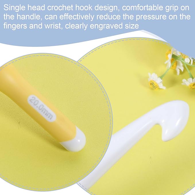 20mm Large Size Crochet with Ergonomiv Handle, Long Rubber Handle Crochet Hook, Knitting Giant Crochet Hooks for Chunky Yarn, Scarf, DIY, Wool Products(20mm)