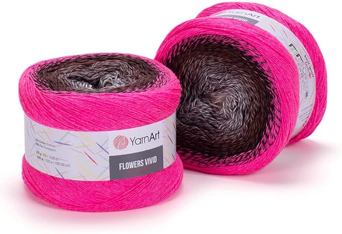 YarnArt Flowers Vivid Gradient Yarn – 55% Cotton 45% Acrylic – Multicolor Ombre for Knitting & Crochet – Lightweight Fine, 250g (8.8 oz), 1094 yds – Rainbow Summer (501)