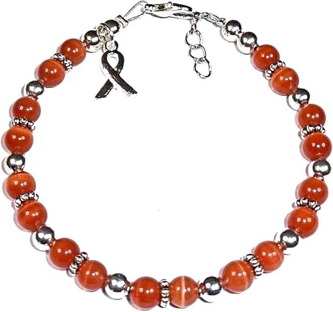 Hidden Hollow Beads DIY Craft Beading Kit, Everything to Make Cancer Awareness Bracelets, Uses Wire, Crimps and Clasps, Fundraising and Gifts (Leukemia - Orange Makes 5)