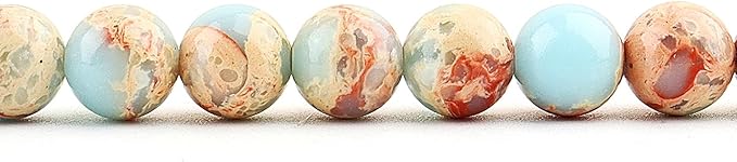Natural Stone Beads Gemstone Beads for Jewelry Making - Crystal Beads for Bracelets, 6mm Jasper Beads Round Loose Beads(59-62pcs, 6mm, Blue Snake Skin)
