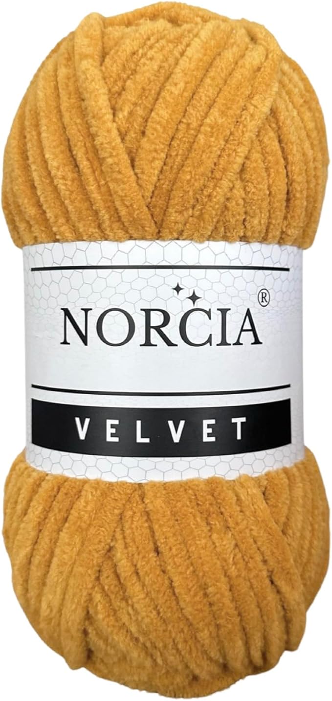 Soft Velvet Yarn Chenille Yarn for Crocheting Super Bulky (100g-3.50oz) (68m-74.3 yds) Baby Blanket Yarn for Knitting Amigurumi Yarn for Crochet Weaving Craft (Mustard, 1 Skein)