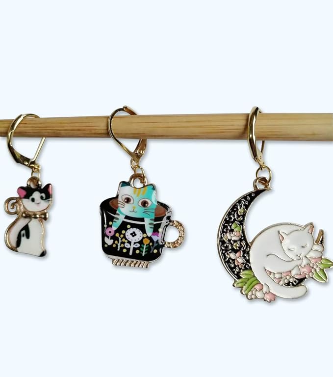 6pcs Cat Crochet Removable Locking Stitch Markers for Knitting and Crocheting Cute Metal Charms Great Gift Knitting Supplier