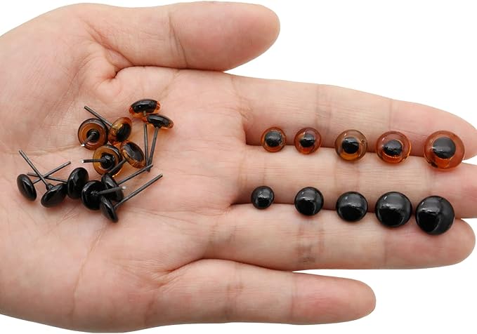 140Pcs Needle Felting Eyes 6-10mm mini Glass Amber with Black Eyes Kits for Teddy Puppets Dolls Wool Felting Crafts