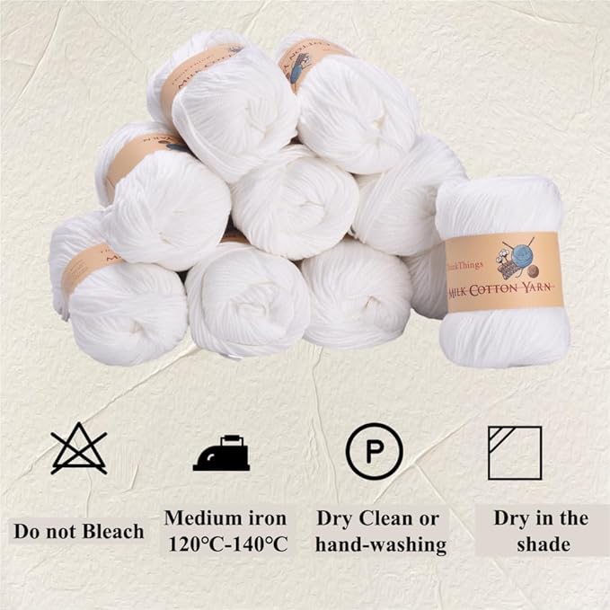 Acrylic Yarn for Crocheting Bulk, DIY Knitting Pure White Yarns, 6PLY 10Balls 17.6 Ounces Pack, Solid White Crocheting Thread, Beginner-Friendly