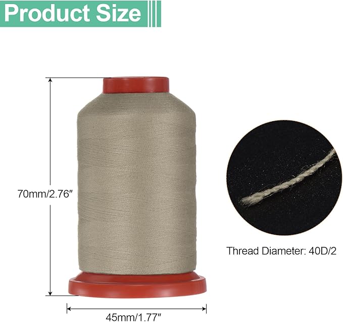 uxcell 40D/2 Sewing Thread 1100 Yards Polyester Household Sewing String Hand Stitching Polyester Cord for Clothing Stitching Shoe Bag Repairing DIY Craft Light Brown