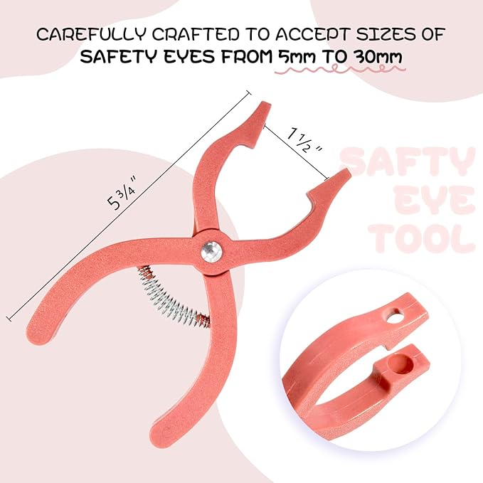Safety Eyes Jig Pliers Auxiliary Tool For Attaching Doll Eyes And Noses For Amigurumi And Crochet, DIY Craft Install Accessories Supplies For Stuffed Animals, Pink