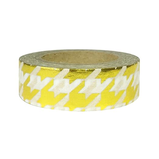 Wrapables Colorful Washi Masking Tape, Metallic Gold Houndstooth