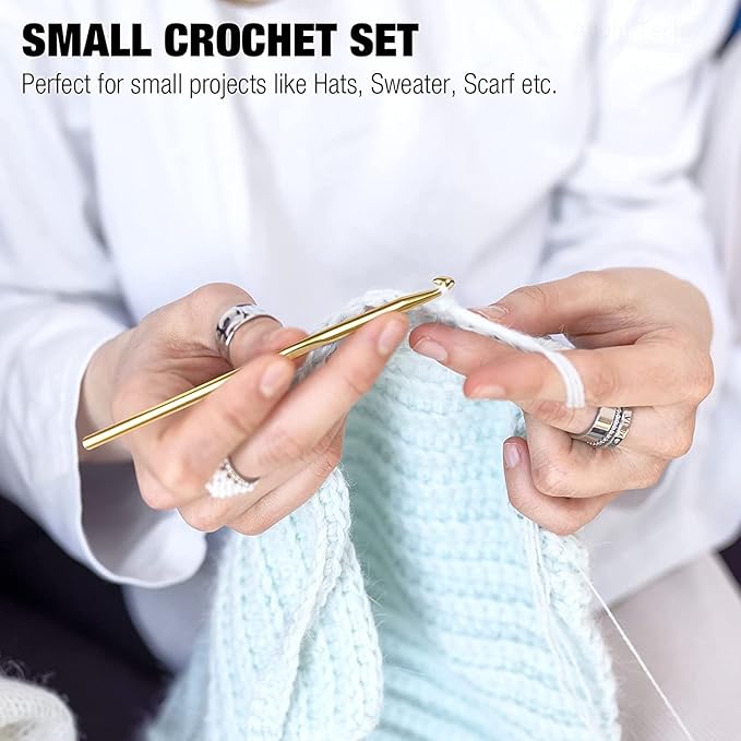 Tomorotec 41Pcs Multi-Color Metallic Crochet Hooks Set, Art Aluminum Knitting Needles for Yarn Craft Set with Sylish Storage Bag, Stitch Markers and Big Eye Needles