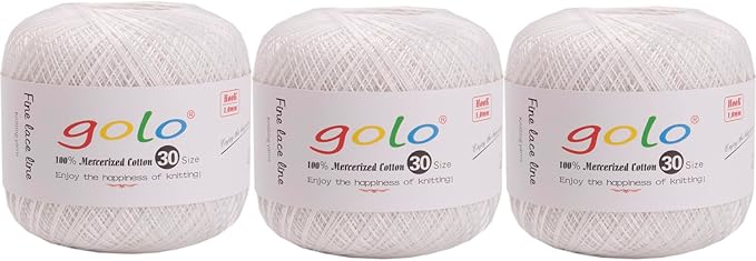 golo 3 Balls Crochet Thread Size 30 Embroidery Thread Yarn for Hand Kniting Yarn for Tatting 520
