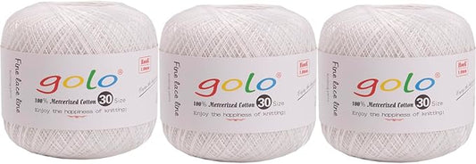 golo 3 Balls Crochet Thread Size 30 Embroidery Thread Yarn for Hand Kniting Yarn for Tatting 520