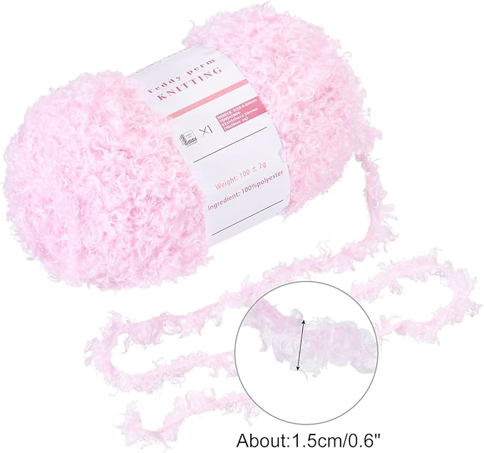 MECCANIXITY 1 Skeins Eyelash Yarn Fur Soft Fluffy Chunky Polyester Yarn Fuzzy Pink for Crocheting Knit DIY Clothes Bag - 55Yard/50m, 3.53oz