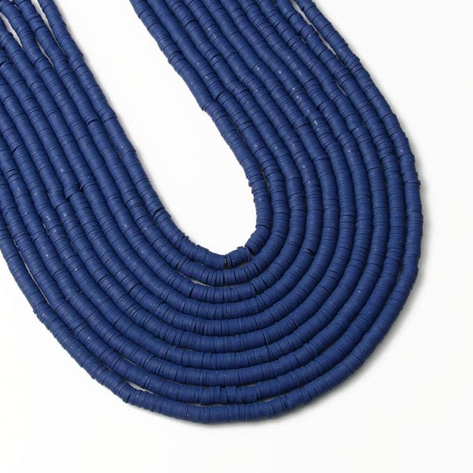 3600 pcs Royal Blue Clay Beads for Bracelets Making, 10 Strands Flat Round Polymer Clay Disc 6mm Spacer Heishi Beads for Jewelry Making Earring Necklace