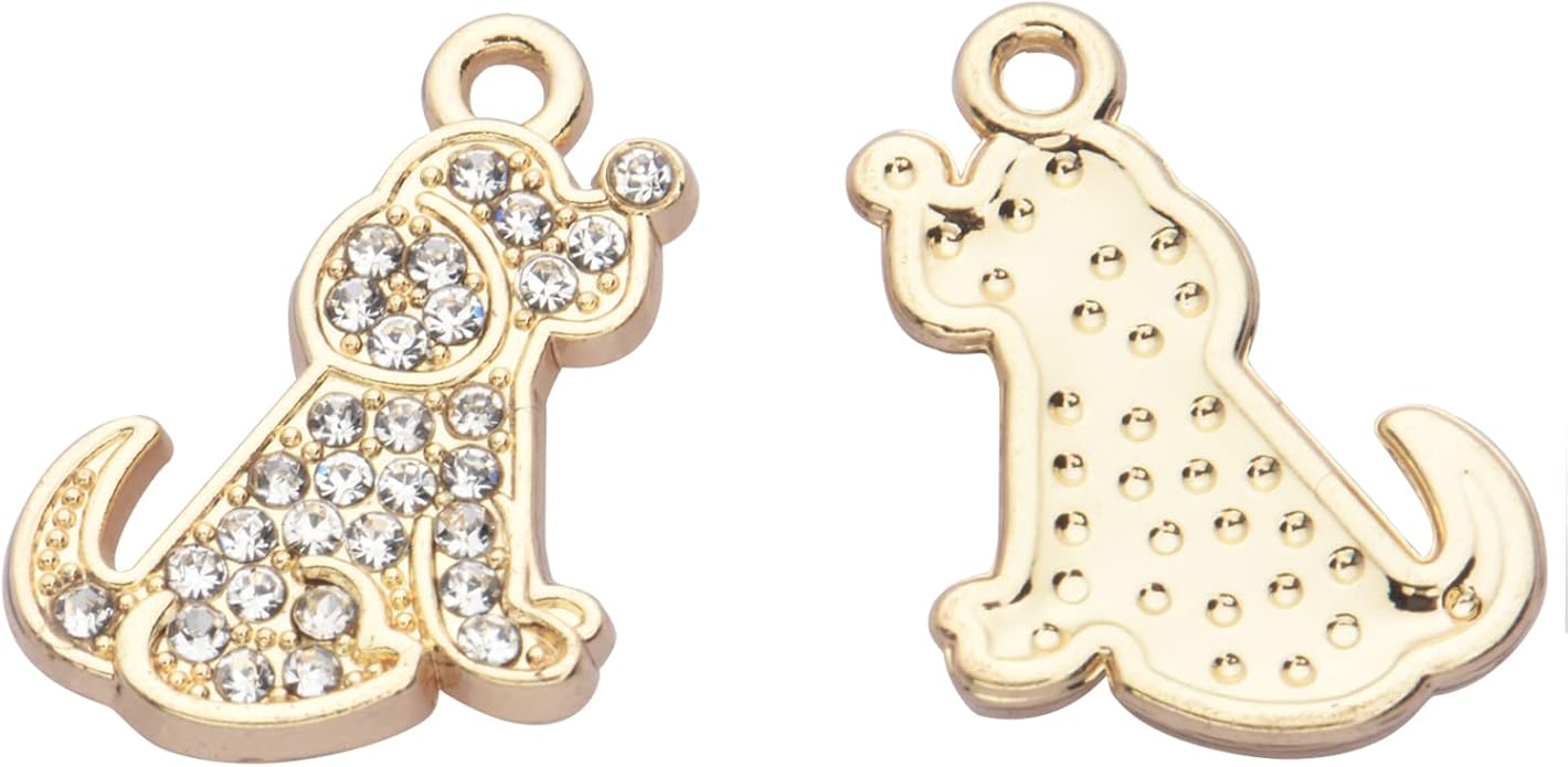 Pack of 20 Rhinestone Charms Gold Plated Pendants Pave Crystal Accessories for Necklace Bracelet Jewelry Making DIY Crafting