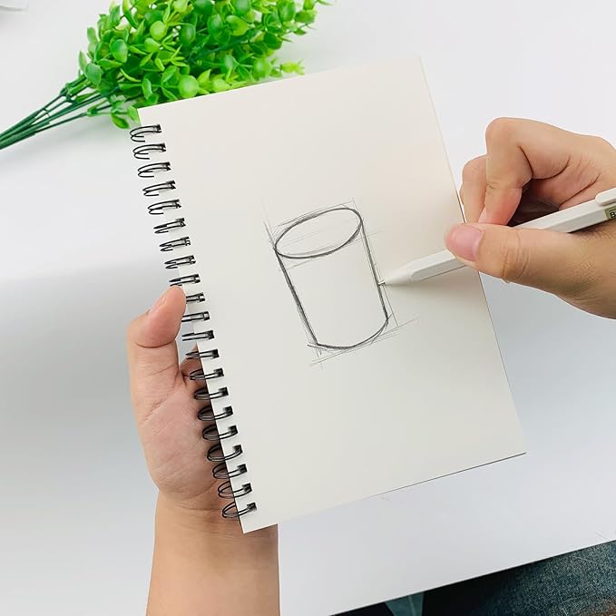 DSTELIN Blank Spiral Notebook, 9-Pack, Soft Cover, Sketch Book, 100 Pages / 50 Sheets, 7.5 inch x 5.1 inch, 100GSM, (Black)
