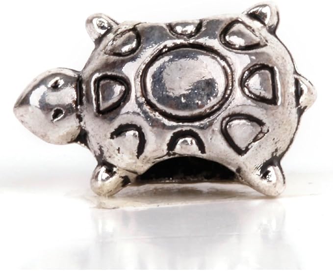 RUBYCA 50pcs Tibetan Silver Tone Spacer Beads Fit European Charms Bracelet Turtle Sun Shell