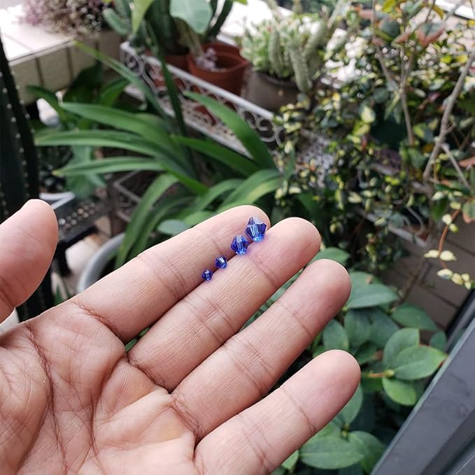 Sapphire Blue Bicone Glass Beads for Jewelry Making, Faceted Crytal Spacer Beads for Bracelet Necklace Earring (3mm 4mm 6mm 8mm Mixed Sizes, 1040pcs)