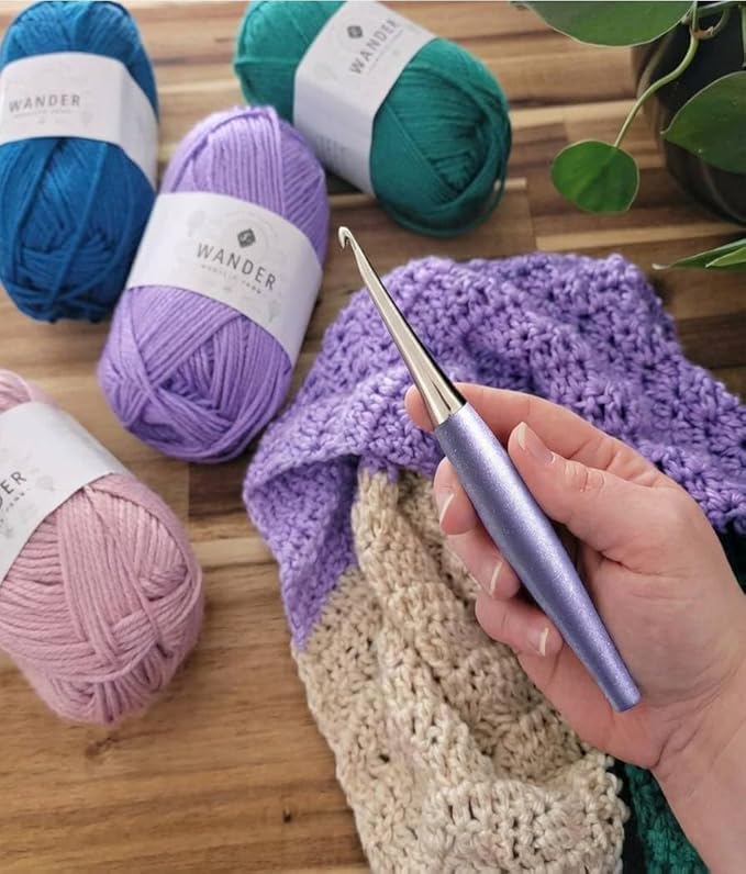 Furls Crochet Hook, Odyssey Iris, Nickel Plated Tip for Effortless Glide, Ergonomic Handle Crochet Hooks 7" (Odyssey - Iris, (G+) 4.50MM)