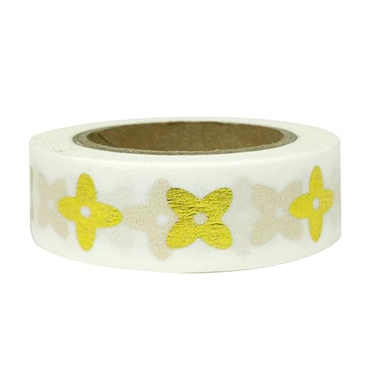 Wrapables Colorful Washi Masking Tape, Gold Flowers