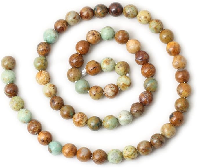 cheavian 60pcs 6mm natural peacock turquoise gemstone round loose beads for diy bracelet necklace earrings jewelry making 1 string 15 inches