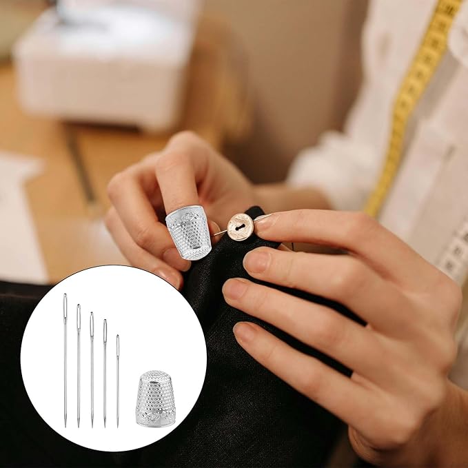 30pcs Large Eye Sewing Needles Kit, Stainless Steel Large Eye Embroidery Needles with Case and 4 Thimbles for Crochet Darning Yarn Knitting and Embroidery Projects