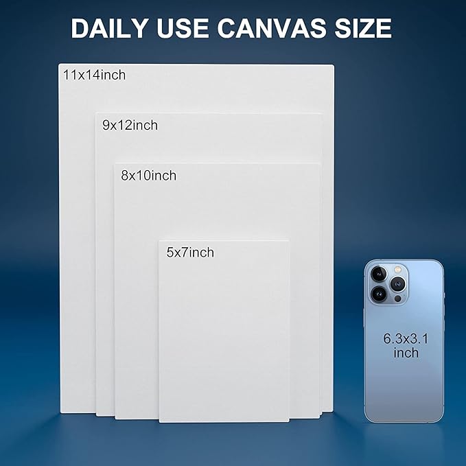 Artkey Canvas Boards 5x5 Inch 12-Pack, 10 oz Primed 100% Cotton White Blank Small Canvases for Painting, Square Flat Canvas Panels for Oil Acrylics Watercolor & Tempera Paints