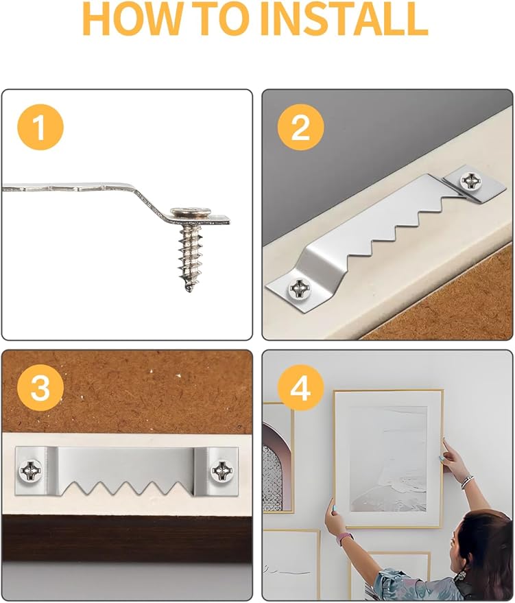 60 Pack Sawtooth Picture Hangers – Small & Heavy-Duty Wall Hanging Kit, 2 Sizes for Photo Frames, Art, Paintings, Canvas Hooks, and Picture Hanging Hardware Silver