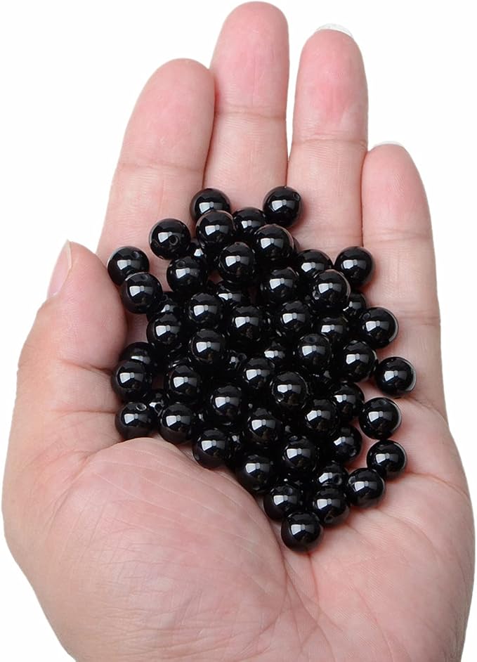 bymitel 8mm natural onyx black agate round beads gemstones genuine with 140pcs diy jewelry making unisex (8mm 140pcs, black onyx)