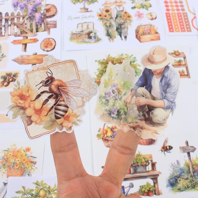 20 Sheets Precut Scrapbook Sticker Book for Scrapbooking, Journaling, The Harvest Time PET Washi Paper Materials Stickers for Junk Journal Supplies, Planner, Bujo, Collage