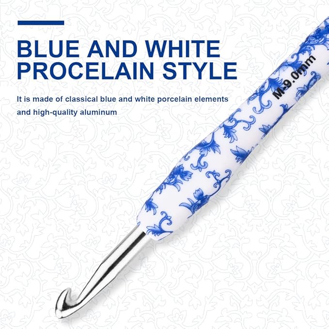 BCMRUN 9 mm(M) Large Crochet Hook, Ergonomic Grip Soft Handles Crochet Hook for Arthritic Hands, Extra Long  Knitting Needles for Beginners and Crocheting Yarn (9.0mm-M)