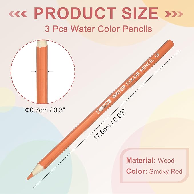 PATIKIL Watercolor Pencils, Smoky Red Color Pencil Set Sketch Coloring Drawing Colored Pencils Bulk Artist Drawing Supplies for Adult Coloring Book Blending, 3 Pcs