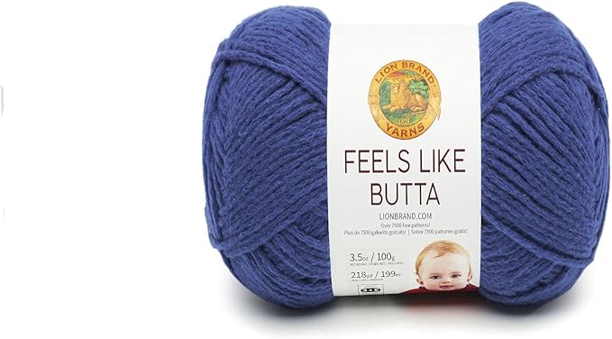 Lion Brand Yarn Feels Like Butta Yarn, Velvety-Soft Yarn for Crocheting and Knitting, 1 Pack, Royal Blue