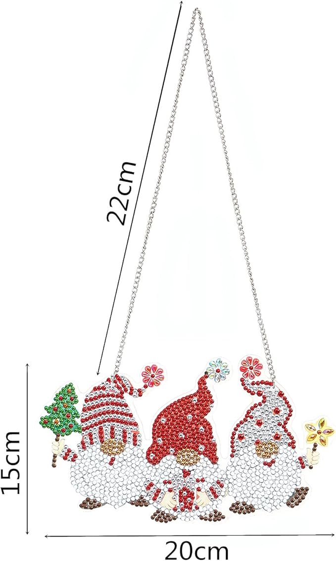 YEESAM ART DIY 5D Rhinestone Painting Christmas Decorations Hanging Kit, Santa Claus 20x15cm Rhinestone Art for Wall Door Window Decorations Hanging Mosaic Crafts Ornaments