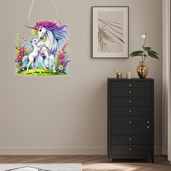 Masendp Hanging Diamond Art Kits for Adults, Special Shaped Horse Diamond Painting Pendant Ornaments Kit DIY Crystal Rhinestone Gem for Home Decoration and Gifts