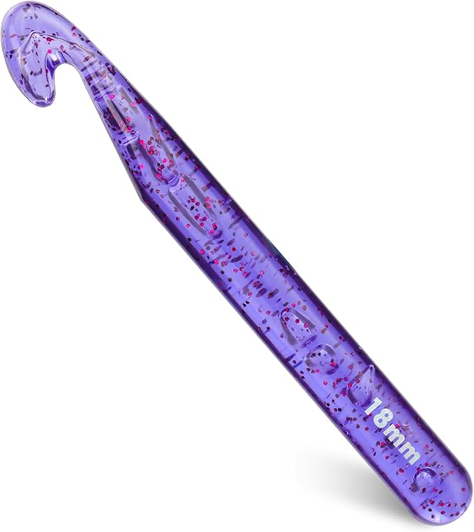 18 mm Large Crochet Hooks, Ergonomic Handle for Arthritic Hands, Professional Huge Crochet Needles, Colorful Transparent Crochet Hook for Beginners and Crocheting Yarn(Purple)