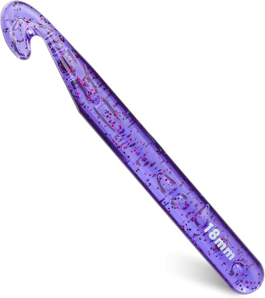 18 mm Large Crochet Hooks, Ergonomic Handle for Arthritic Hands, Professional Huge Crochet Needles, Colorful Transparent Crochet Hook for Beginners and Crocheting Yarn(Purple)