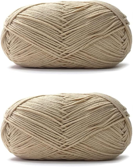 Acrylic & Cotton Blended Knitting and Crochet Yarn Soft Medium Yarn, Breathable and Skin Friendly for Baby Garments, Scarves, Hats, and Craft Projects 200g 03-Beige
