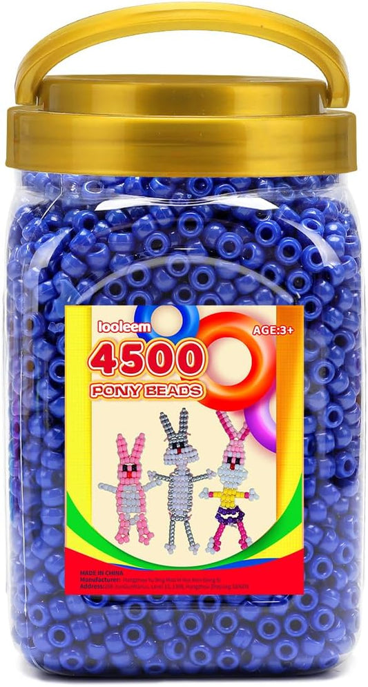 iooleem pony beads(4500pcs dark blue pony beads), beads for bracelets making, crafts, beading supplies, friendship bracelets making.
