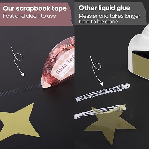 Scrapbook Tape, 0.3IN x 39FT Double Sided Tape Roller for Crafts, Adhesive Glue Runner Scrapbooking Supplies Journaling School Office Supplies for Kids and Adults, 4 Pack