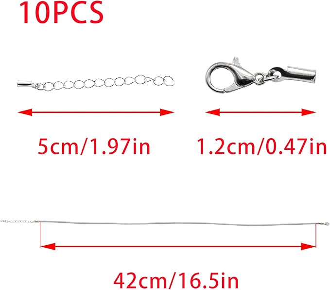 10 Pcs 2.0mm Leather Necklace Cords with Clasp,Waxed Cords,Necklace Ropes for Pendants and Jewelry Making(Grey)