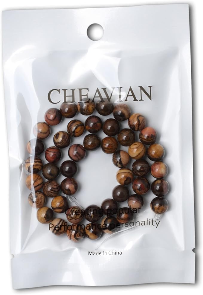 cheavian 45pcs 8mm natural africa picture jasper gemstone round loose beads for diy bracelet necklace earrings jewelry making 1 string 15 inches