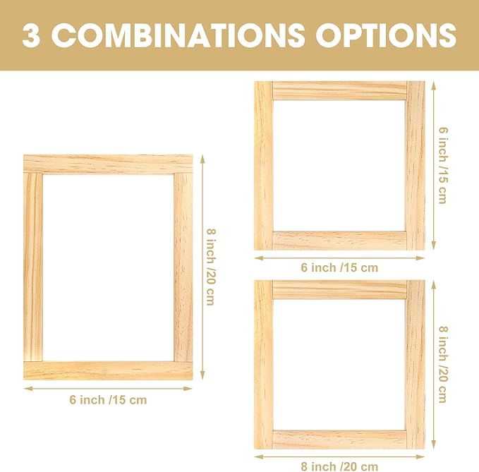 Czlotyh 8 PCS Needlepoint Stretcher Bars 2 Sizes Stretcher Bars for Needlework Wooden Canvas Art Supplies with 40 Thumb Tacks for Needlepoint Embroidery Stitch Frame Set Bundle with Crafts
