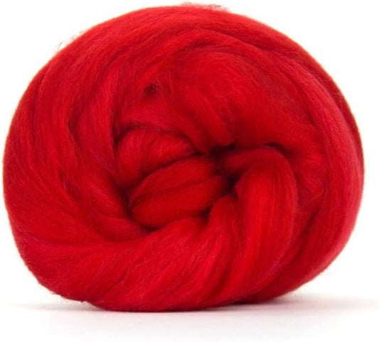 Revolution Fibers Merino Wool Combed Top | 1 lb Premium Wool Roving | 22 Micron, Best Merino Wool for Spinning, Tapestry, Needle Felting, Big Yarn Roving and Wall Hangings (Scarlet Red)
