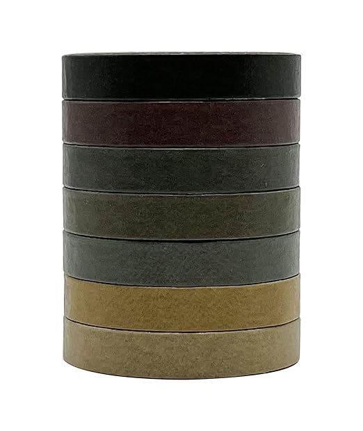 Vintage Brown Thin Washi Tapes Set,7 Rolls Basic Collection Decoration 6mm Wide Japanese Masking Decorative Tapes for Bullet Journal Planners DIY Cottagecore Collage Crafts Arts Scrapbooking Adhesive