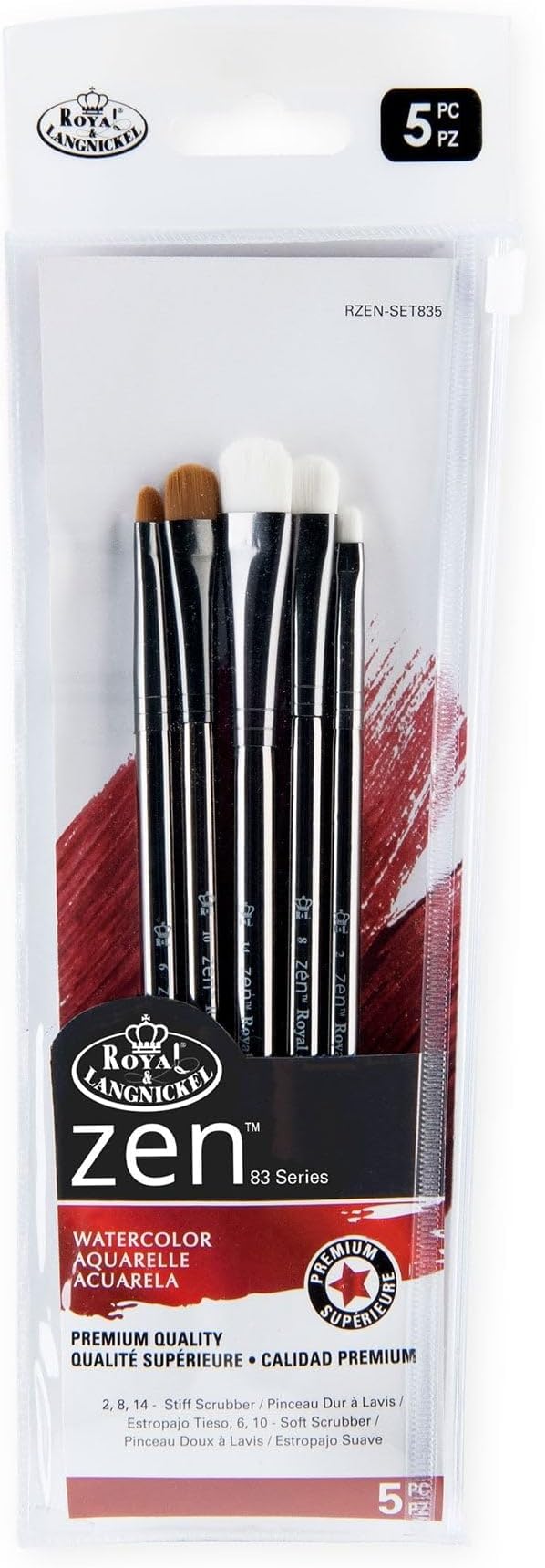 Royal & Langnickel Zen 5 Piece Watercolour Scrubber Paint Brush Set
