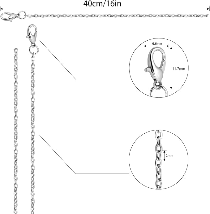 lemonkey 24 pack necklace chains bulk,silver plated diy cable link chains for jewelry making 16 inches