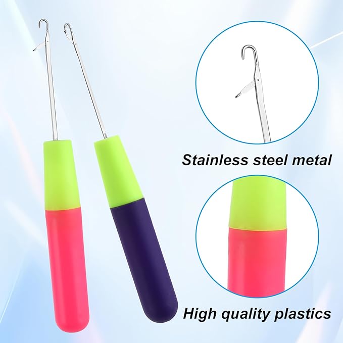 2 Packs Latch Hook Crochet Needle Latch Hook Tool, Latch Hook Tool for Crochet Braids Hair Extension Micro Braids Multi-Purpose Knitting Needles(5.0mm+3.8 mm)