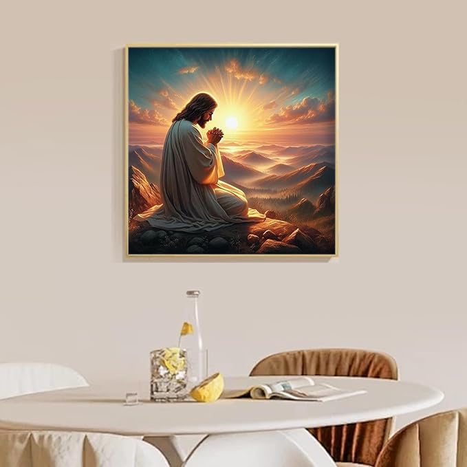 Camocin Diamond Art Kits for Adults Jesus, 5D Jesus Diamond Painting Kits for Adults Beginners, DIY Religious Full Round Dots Drill Gem Art Kit for Gift Home Wall Decor 14 x 14 Inch